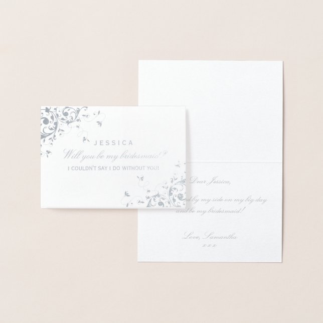 Will You Be My Bridesmaid? Elegant Swirl Foil Card (Display)