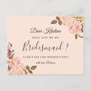 Will You Be My Bridesmaid Elegant Victoria Floral Invitation Postcard
