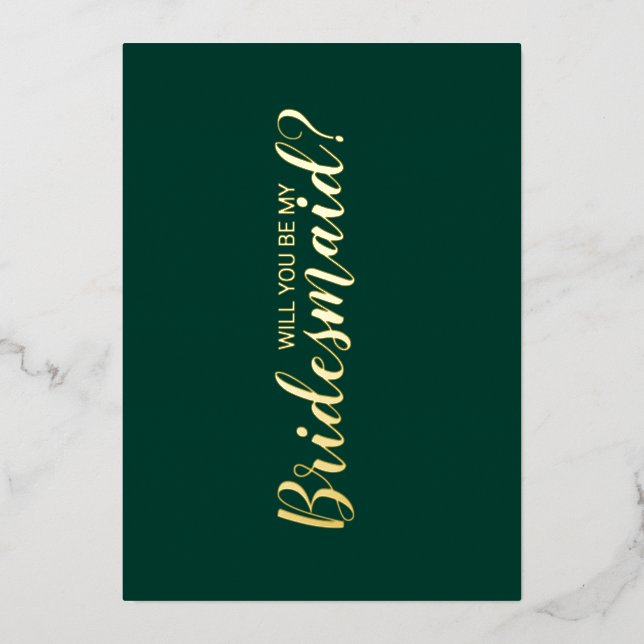 Will You Be My Bridesmaid? Emerald and Gold (Front)