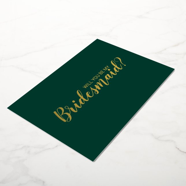 Will You Be My Bridesmaid? Emerald and Gold (Rotated)