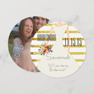 Will You Be My Bridesmaid Engagement photo on back Invitation