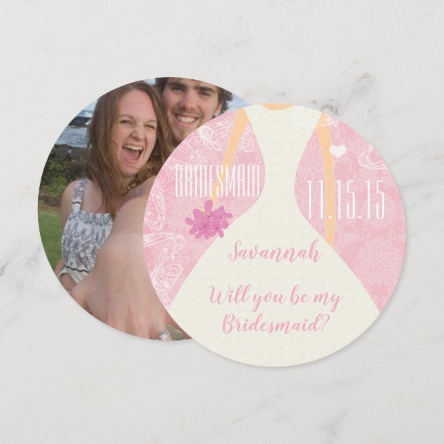 Will You Be My Bridesmaid Engagement photo on back Invitation (Front/Back)