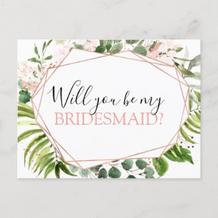 Will you Be My Bridesmaid Eucalyptus Greenery Announcement Postcard