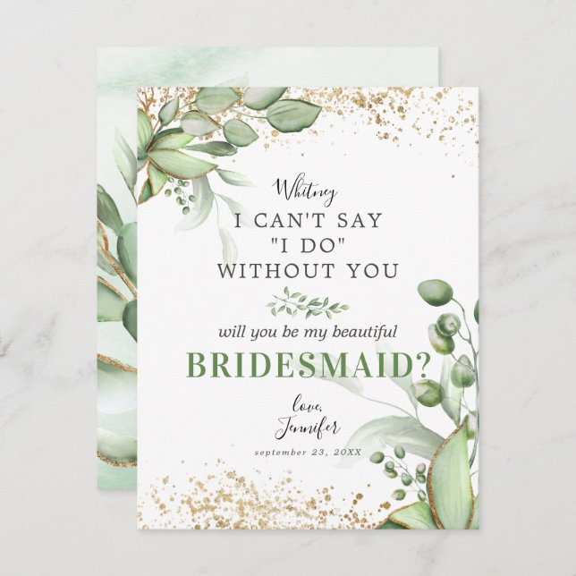 Will you be my Bridesmaid | Eucalyptus Invitation (Front/Back)