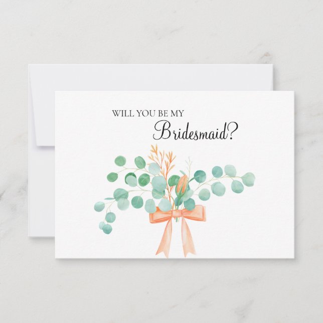 Will You Be My Bridesmaid Eucalyptus Peach (Front)