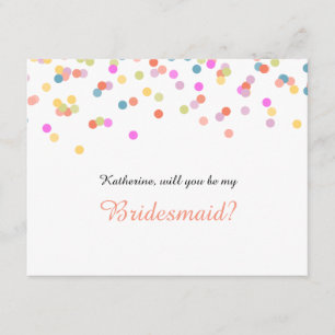 Will you Be my Bridesmaid Festive Confetti Invitation