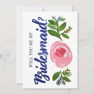 Will you be my Bridesmaid? Floral and Blue Card