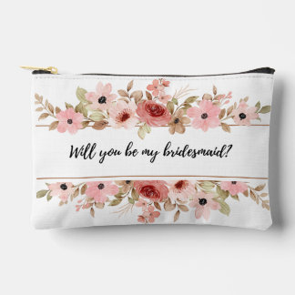 Will You Be My Bridesmaid Floral Cosmetic Pouch 