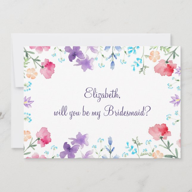 Will You Be My Bridesmaid Floral Invitation (Front)