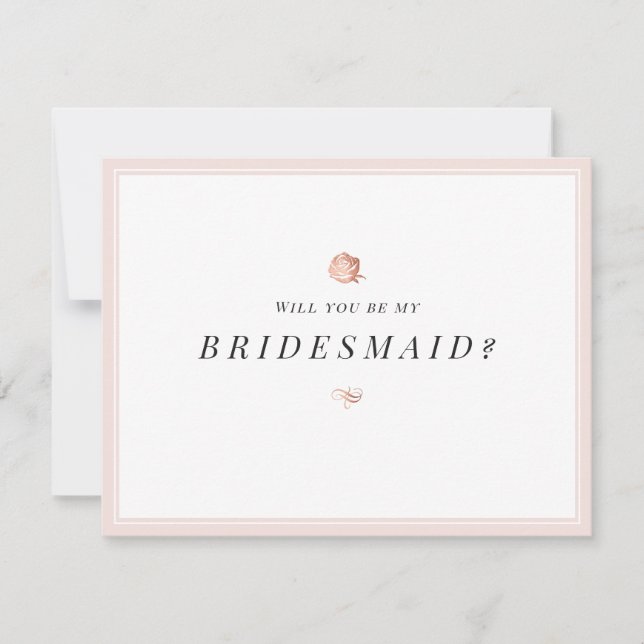 Will you be my bridesmaid floral minimalist invitation (Front)