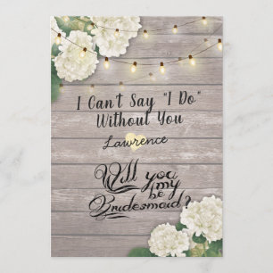 Will You Be My Bridesmaid Flower String Light wood Invitation