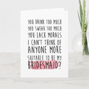 will you be my bridesmaid funny card