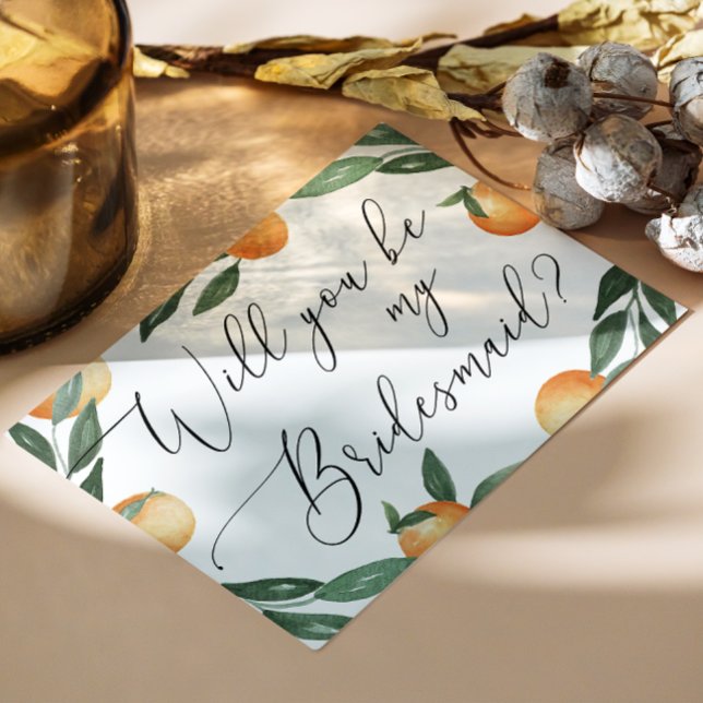 Will you be my bridesmaid. Garden citrus wedding Invitation Postcard (Creator Uploaded)