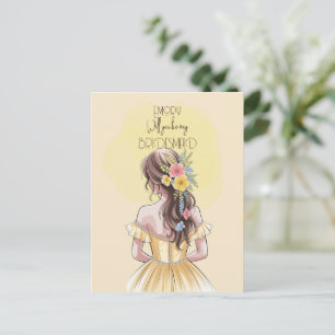 Will You Be My Bridesmaid Girl Floral Holiday Postcard