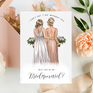 Will You Be My Bridesmaid? Girls in Gowns V2 Invit Invitation