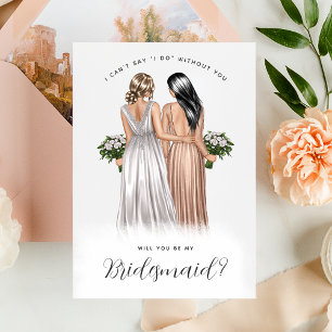 Will You Be My Bridesmaid? Girls in Gowns V2 Invit Invitation
