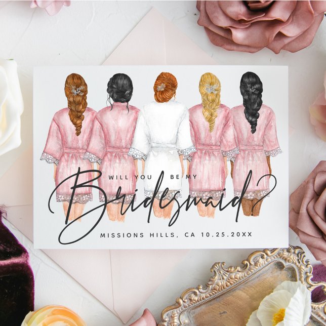 Will You Be My Bridesmaid? Girls in Robes card (Creator Uploaded)