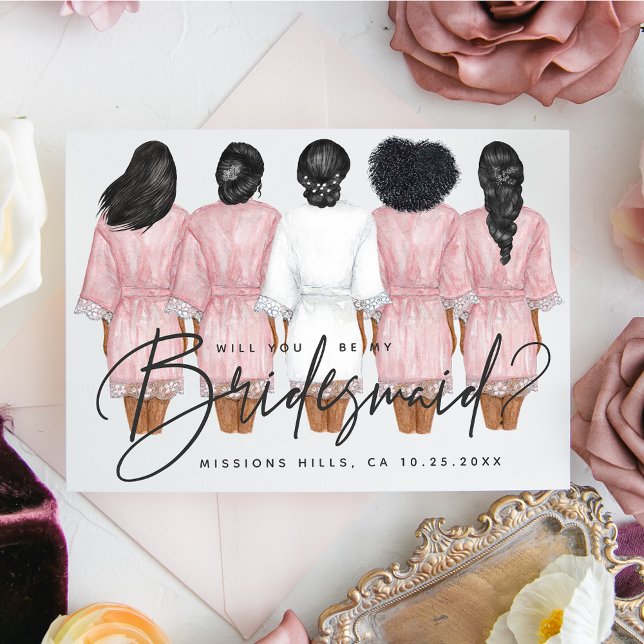 Will You Be My Bridesmaid? Girls in Robes card (Creator Uploaded)