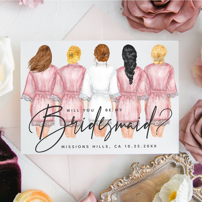 Will You Be My Bridesmaid? Girls in Robes card (Creator Uploaded)