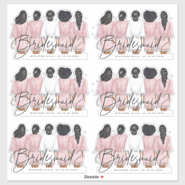 Will You Be My Bridesmaid? Girls in Robes card Rec (Sheet)