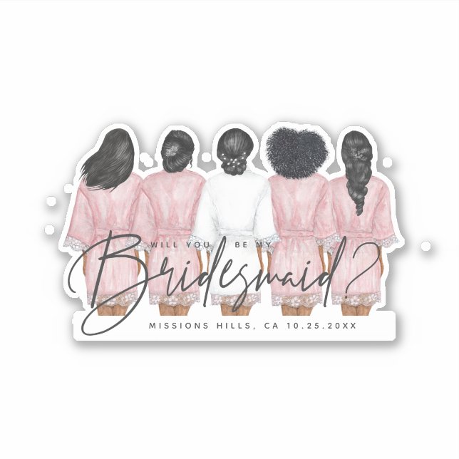 Will You Be My Bridesmaid? Girls in Robes card Rec (Front)
