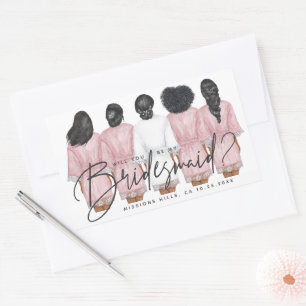 Will You Be My Bridesmaid? Girls in Robes card Rectangular Sticker