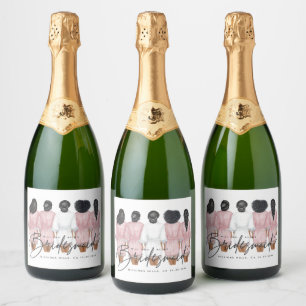 Will You Be My Bridesmaid? Girls in Robes Sparkling Wine Label