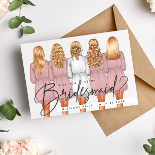 Will You Be My Bridesmaid? Girls in Robes V2 Invit Invitation