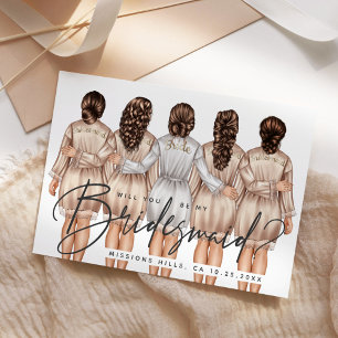 Will You Be My Bridesmaid? Girls in Robes V3 Invit Invitation