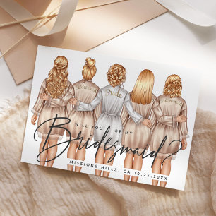 Will You Be My Bridesmaid? Girls in Robes V3 Invit Invitation