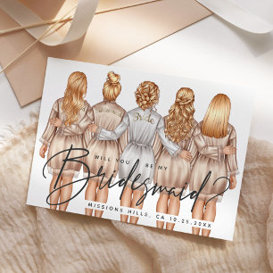 Will You Be My Bridesmaid? Girls in Robes V3 Invitation