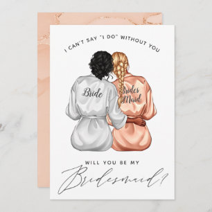 Will You Be My Bridesmaid? Girls In Silk Robes Inv Invitation