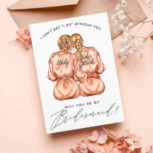 Will You Be My Bridesmaid? Girls In Silk Robes Inv Invitation