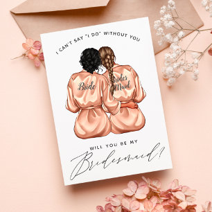 Will You Be My Bridesmaid? Girls In Silk Robes Inv Invitation