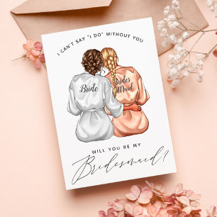 Will You Be My Bridesmaid? Girls In Silk Robes Inv Invitation