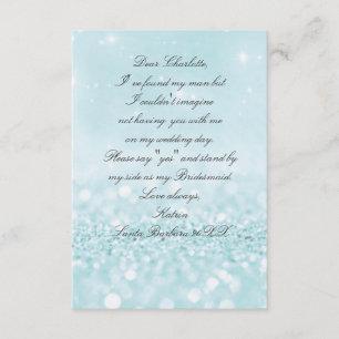 Will You Be My Bridesmaid? Glitter Blue Pastel Invitation