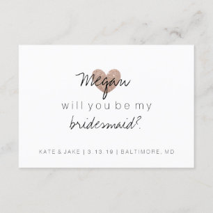 Will You Be My Bridesmaid-Glitter Heart's Fab Rose Invitation