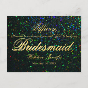Will You Be My Bridesmaid? Glitter Look Invitation Postcard
