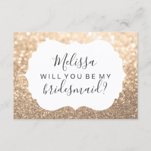 Will You Be My Bridesmaid - Glitter Peach Gold Invitation