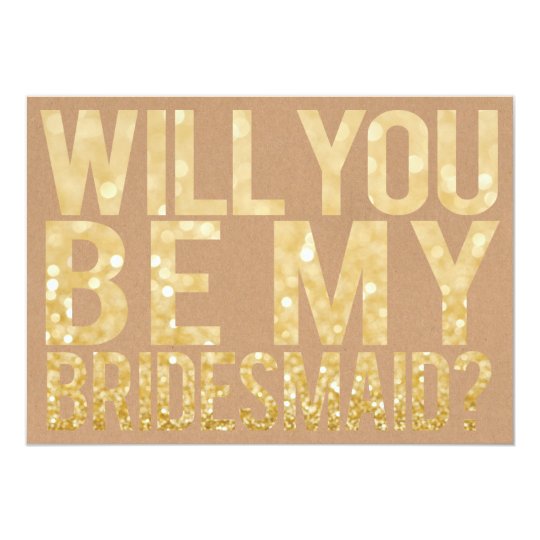 Will You Be My Bridesmaid Glitter Typography Card