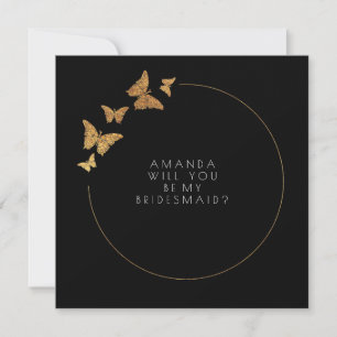 Will You Be My Bridesmaid Gold Black Vip Invitation