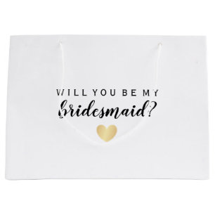 Will You Be My Bridesmaid Gold Confetti Heart Large Gift Bag