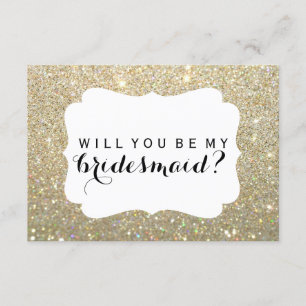 WIll You Be My Bridesmaid - Gold Glitter Fab Invitation
