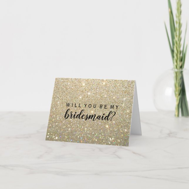 WIll You Be My Bridesmaid - Gold Glitter Fab Invitation (Front)