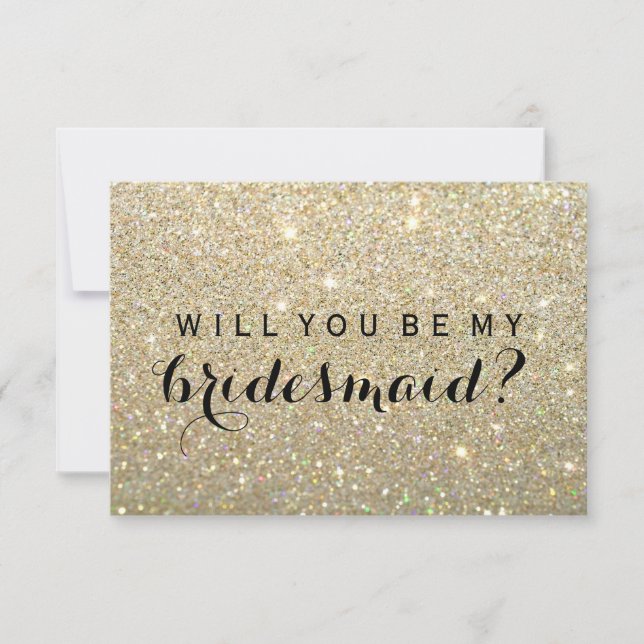 WIll You Be My Bridesmaid - Gold Glitter Fab Invitation (Front)