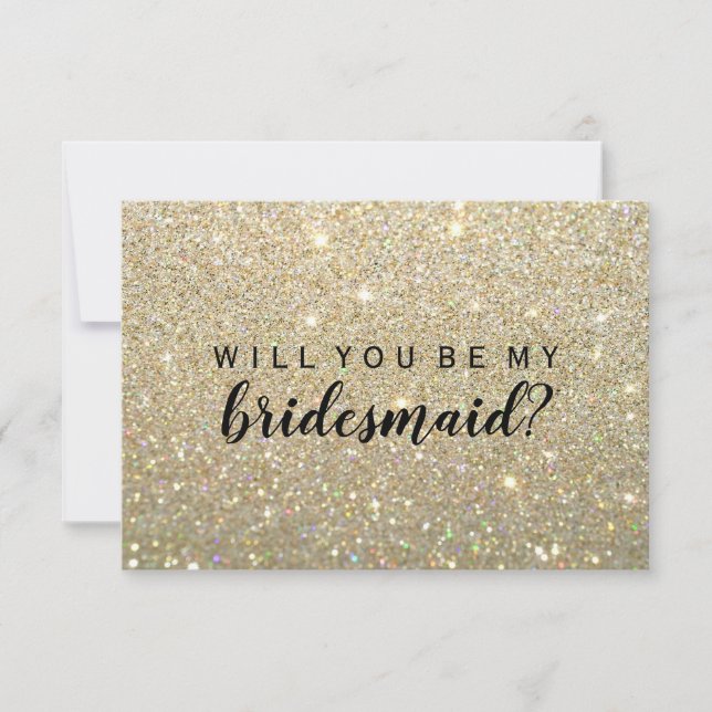 WIll You Be My Bridesmaid - Gold Glitter Fab Invitation (Front)