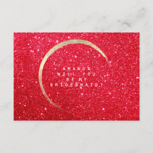 Will You Be My Bridesmaid Gold Glitter Red Wine Invitation