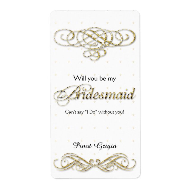 Will You Be My Bridesmaid Gold Glitter Wine (Front)