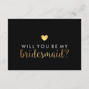 WIll You Be My Bridesmaid - Gold Heart Script Fab Invitation