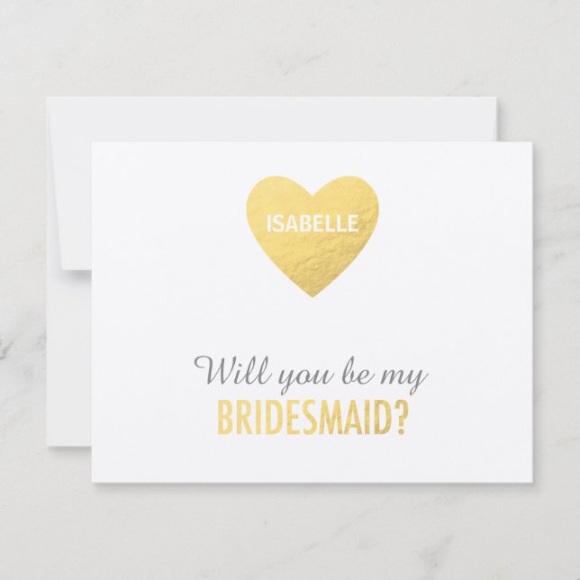 Will you be my bridesmaid, gold heart template (Front)